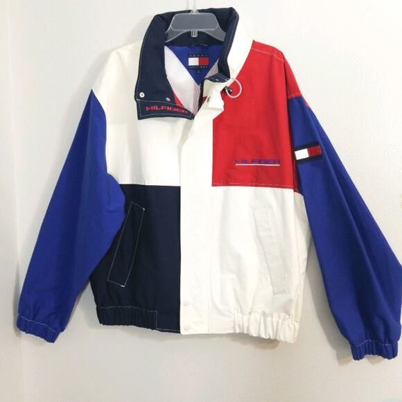 Vtg 90s Tommy Hilfiger sailing coat colorblock XL - Picture 1 of 10